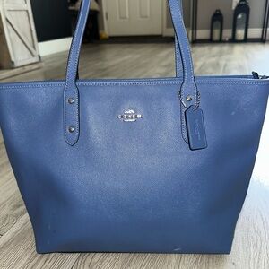 Coach Azure Blue Leather City Zip Tote Bag Purse